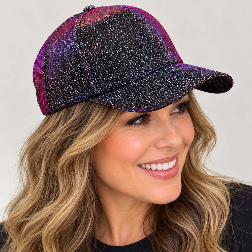 Black Purple Iridescent Glitter Sparkle Baseball Cap – Women’s Adjustable Bling